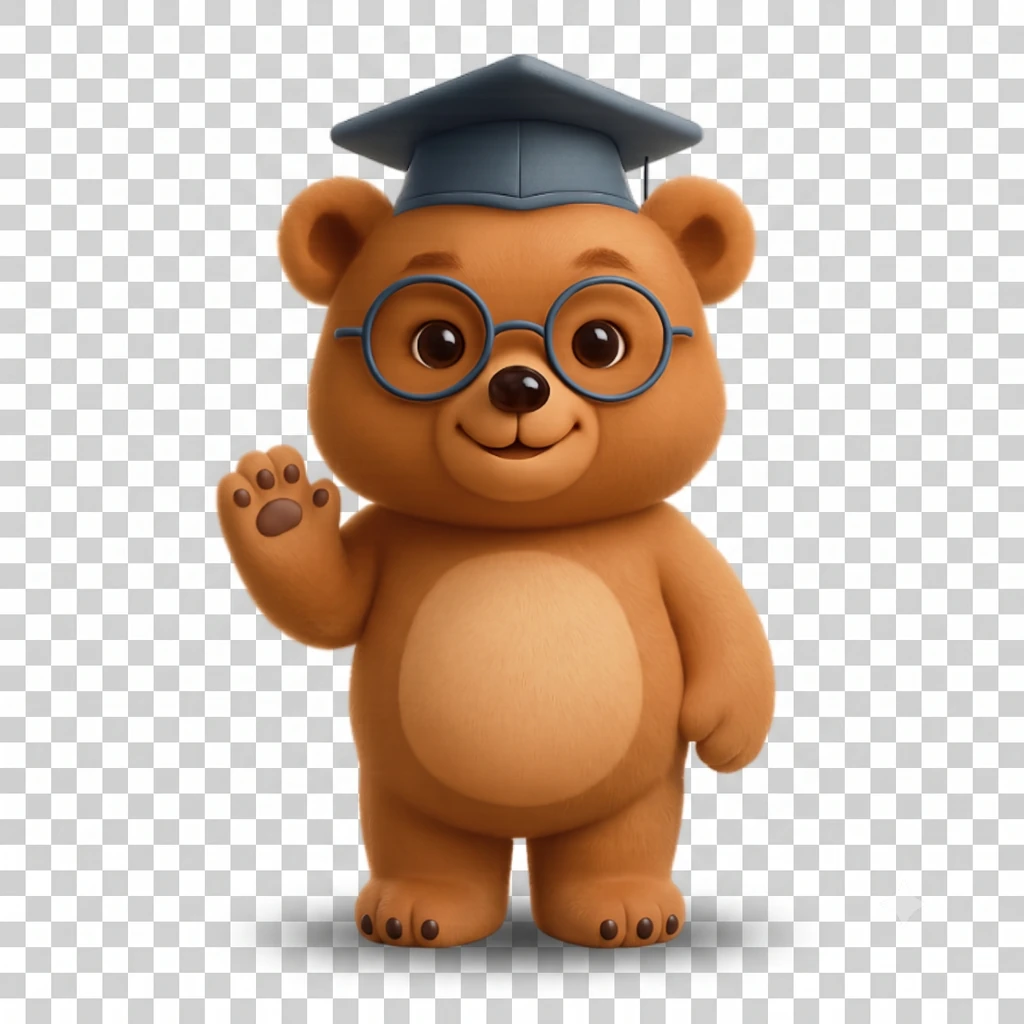 Iggy the scholar bear waving hello